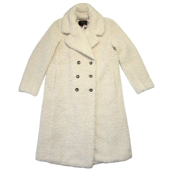 NWT J.Crew Double-breasted Teddy Sherpa Topcoat in Dusty Ivory Plush Coat 2X